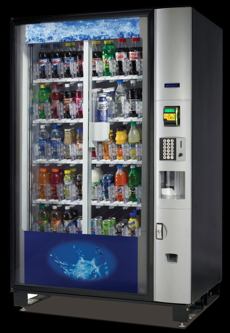 Glass front vending machine